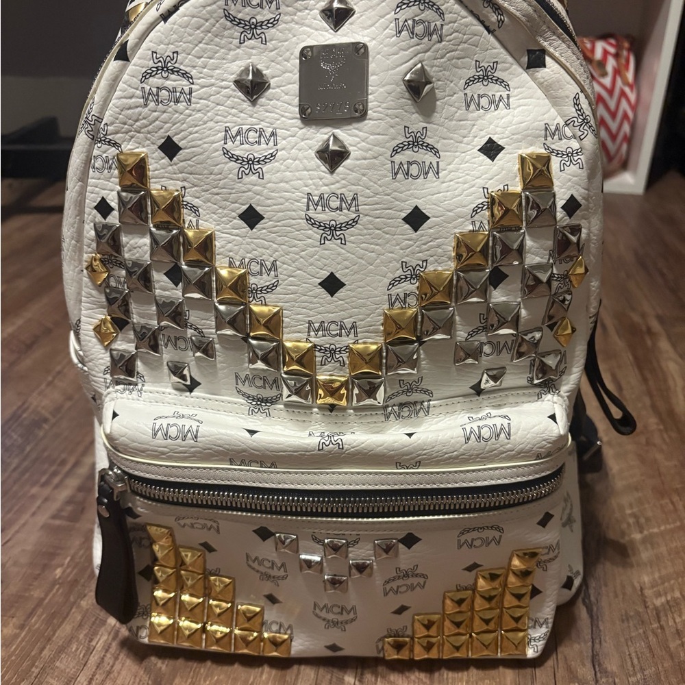 MCM Large Visetos Stark Studded Backpack